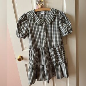 Aritzia Sunday Best Green and White Checkered Dress - XS